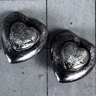 925 Clip on Heart Earrings 