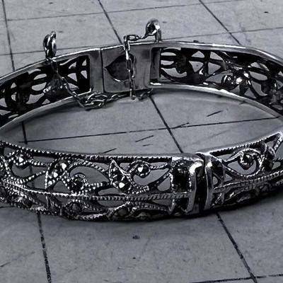 Vintage Bracelet Deco Filigree and Marcasite 