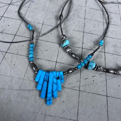 (3) Liquid and Turquoise Necklaces