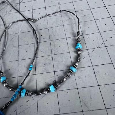 (3) Liquid and Turquoise Necklaces