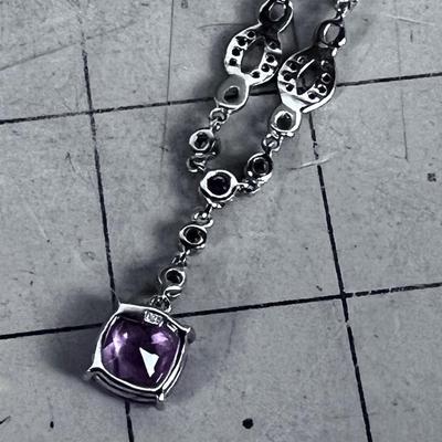 Pink cut Stone in 925 Silver Necklace