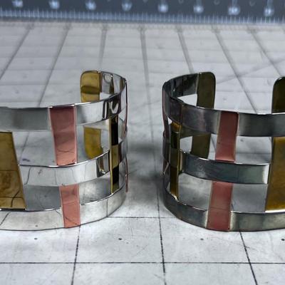 2 Matching Silver and Copper Bracelets 