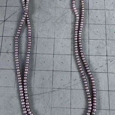 2 Pink Pearl Matching Necklaces. 23" Long 