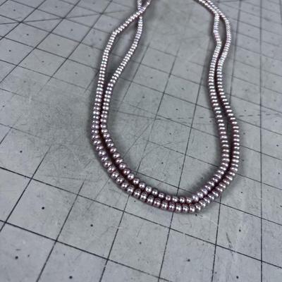 2 Pink Pearl Matching Necklaces. 23" Long 