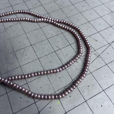 2 Pink Pearl Matching Necklaces. 23" Long 
