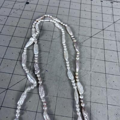 2 Fresh Water Pearl Strands White with a ting of Pink 