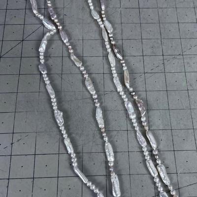 2 Fresh Water Pearl Strands White with a ting of Pink 