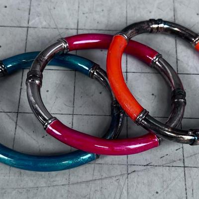 925 Silver and Synthetic Bangle Bracelets 