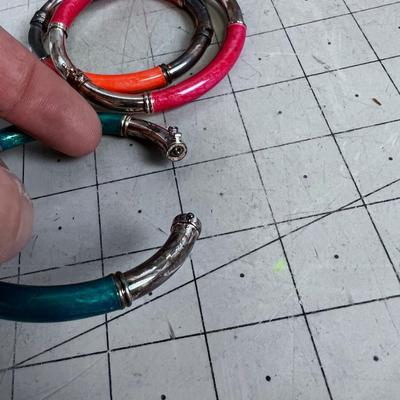 925 Silver and Synthetic Bangle Bracelets 