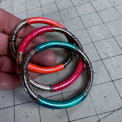 925 Silver and Synthetic Bangle Bracelets 