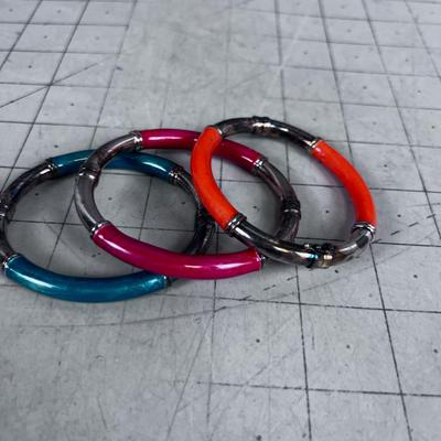 925 Silver and Synthetic Bangle Bracelets 