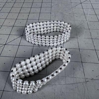 Interesting! Silver Bead and Pearl Bracelets 