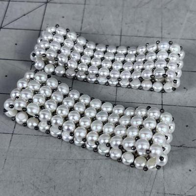 Interesting! Silver Bead and Pearl Bracelets 