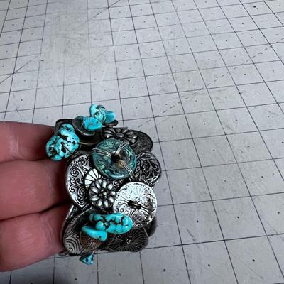 Chico's Turquoise and Silver Tone Bracelet