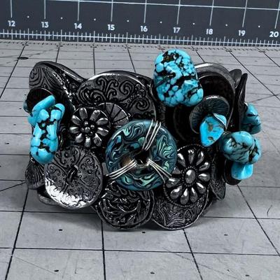 Chico's Turquoise and Silver Tone Bracelet