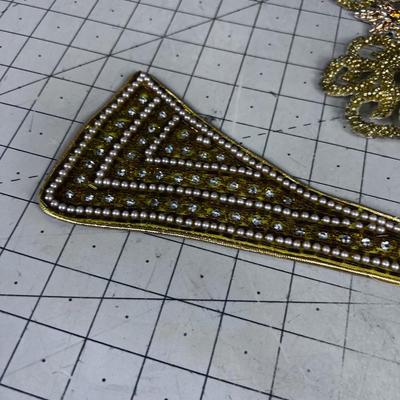 (2) Beaded Gold Tone Collars VINTAGE