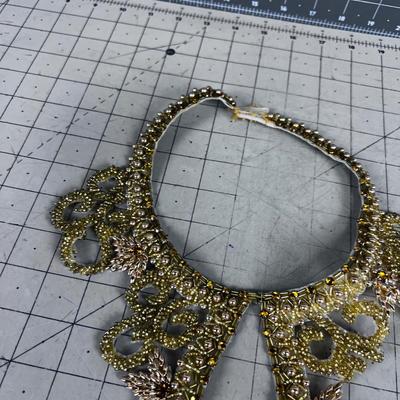 (2) Beaded Gold Tone Collars VINTAGE