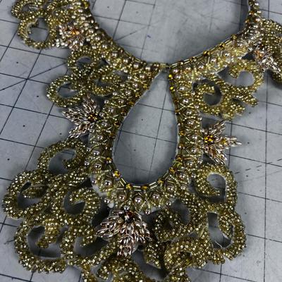 (2) Beaded Gold Tone Collars VINTAGE