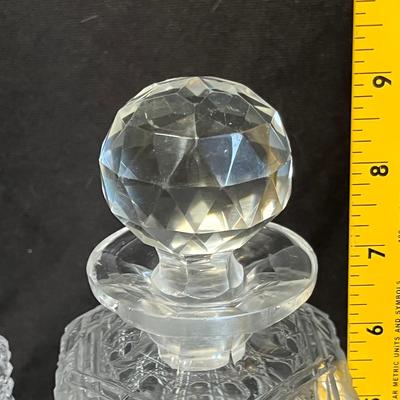 Matched pressed glass decanters
