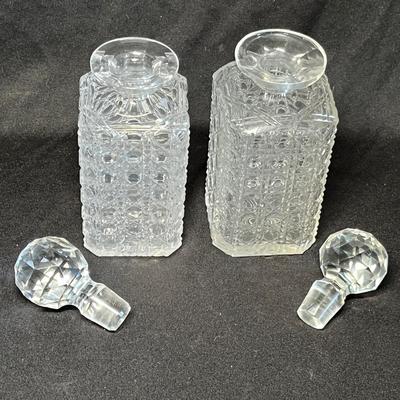 Matched pressed glass decanters