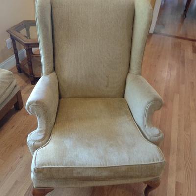 Pair of Upholstered Chairs with Matching Ottoman