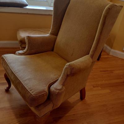 Pair of Upholstered Chairs with Matching Ottoman