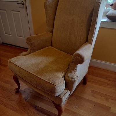 Pair of Upholstered Chairs with Matching Ottoman