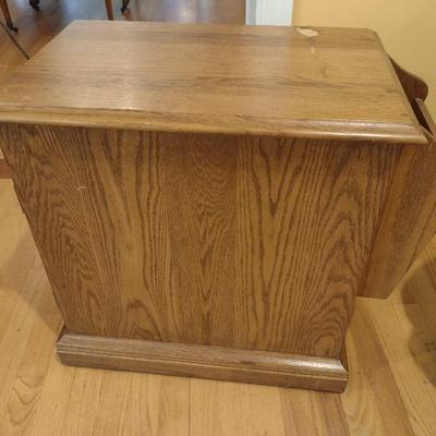 Wood Finish Side Table with Magazine Rack Feature