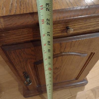 Wood Finish Side Table with Magazine Rack Feature