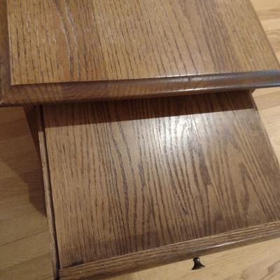 Wood Finish Side Table with Magazine Rack Feature