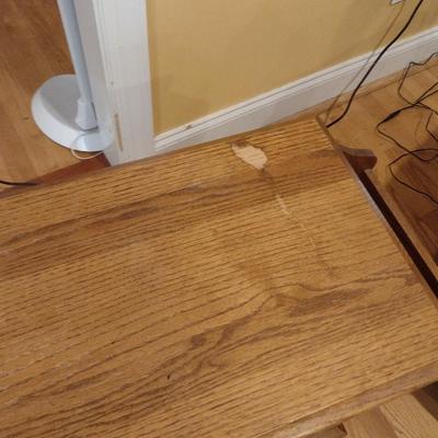 Wood Finish Side Table with Magazine Rack Feature