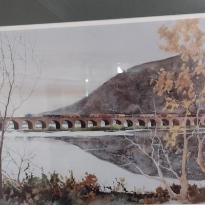 Framed Limited Edition Print Train on Bridge 451/950