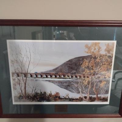 Framed Limited Edition Print Train on Bridge 451/950