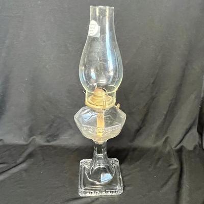1800s Greek Key oil lamp