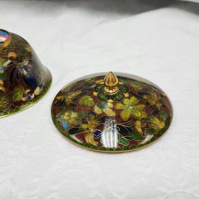 Antique Cloisonne Lidded Bowl