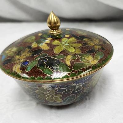 Antique Cloisonne Lidded Bowl