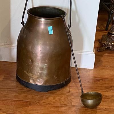 Antique Copper Milk Can and Ladle, Possibly ffrom Sweden