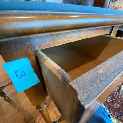 Antique Drop Leaf Side Table with One Drawer