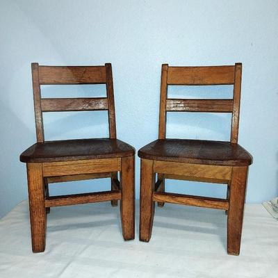 TWO SOLID WOOD VINTAGE CHILD CHAIRS