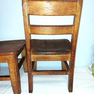 TWO SOLID WOOD VINTAGE CHILD CHAIRS