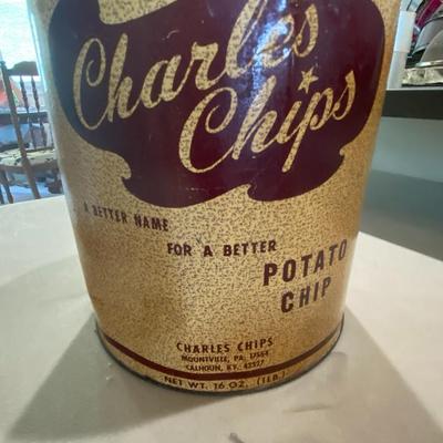 Vintage Charles Bar-B-Q Chips Can