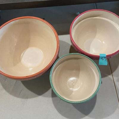 Set of Three Vintage Fioriware and Jardinware Art Pottery Bowls