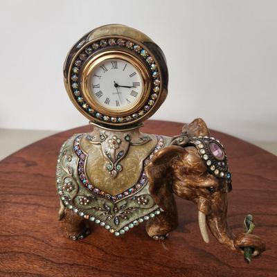 Jay Strongwater Jeweled Elephant Clock Working