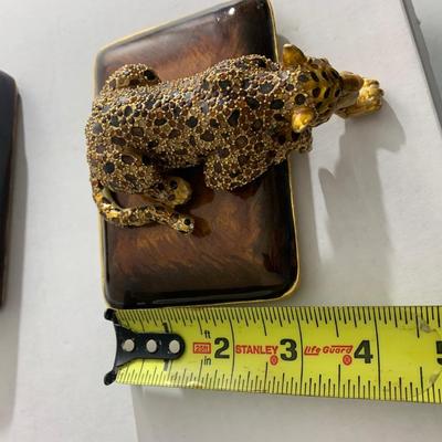 Jay Strongwater Jeweled Leopard On Trinket Box