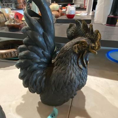 Mcnally Handmade BronzeRooster and Hen Sculptures\ Pair