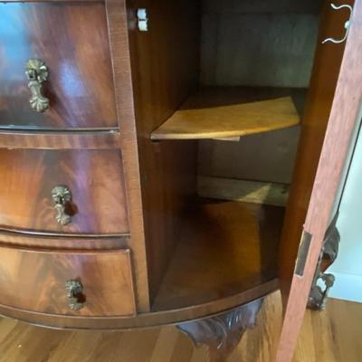 Anitque Glasstop Demilune Cabinet