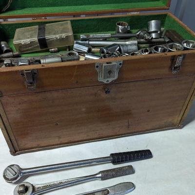 Wooden Tool Box With Tools