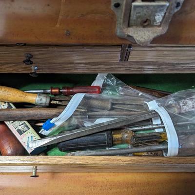 Wooden Tool Box With Tools