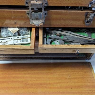 Wooden Tool Box With Tools