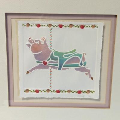 Carousal Pig Art Signed
